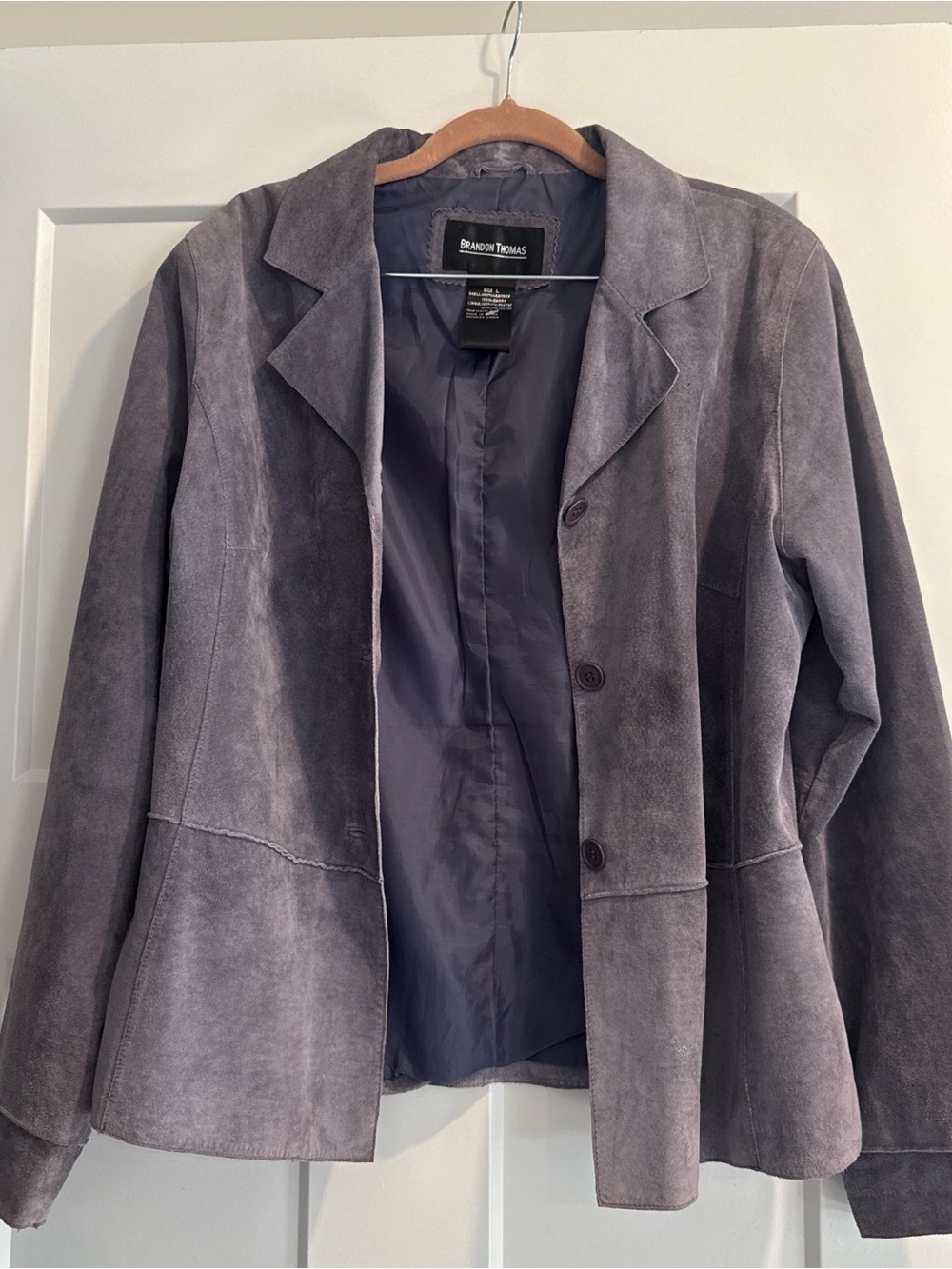 Brandon Thomas Women's Geniune Suede Button-Front Jacket - Blue/Gray